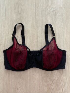Black and Burgundy Ashley Graham Bra